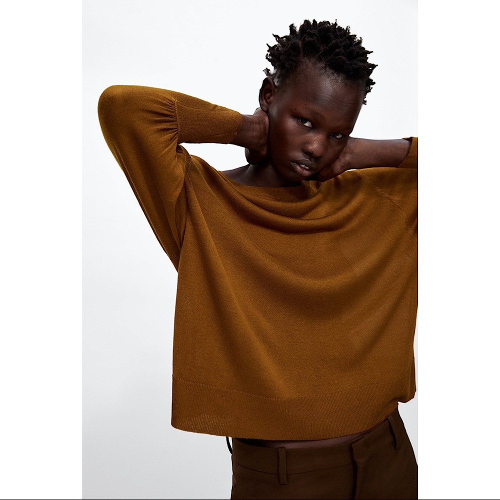 Zara Ocher Puff Sleeved Sweater - Picture 2 of 8